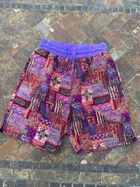 Mexx Multicolor Patchwork Athletic Shorts — Purple Waistband